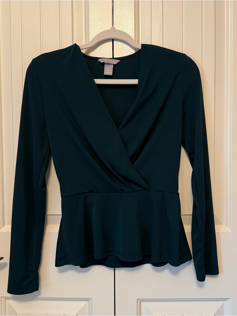 H&M Dark Teal Wrap Peplum Blouse